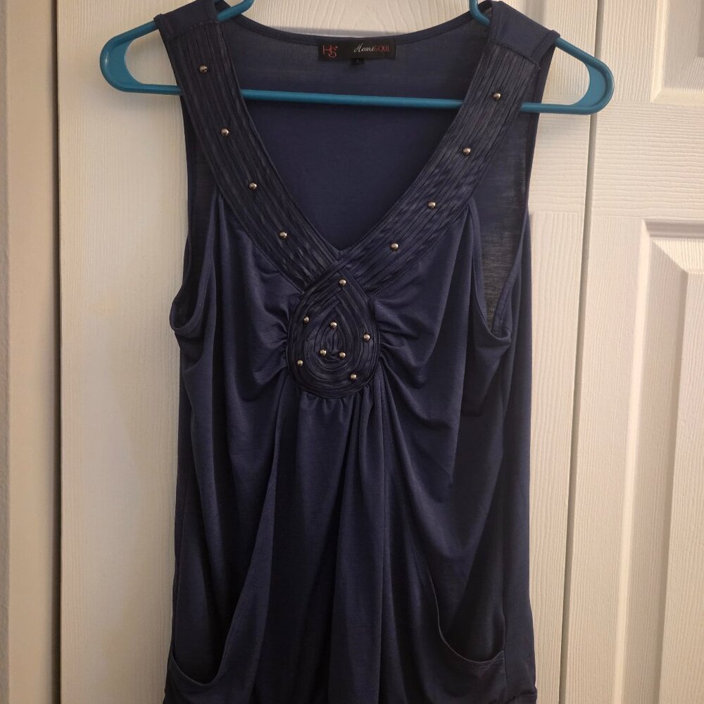 Navy Blue Sleeveless Blouse